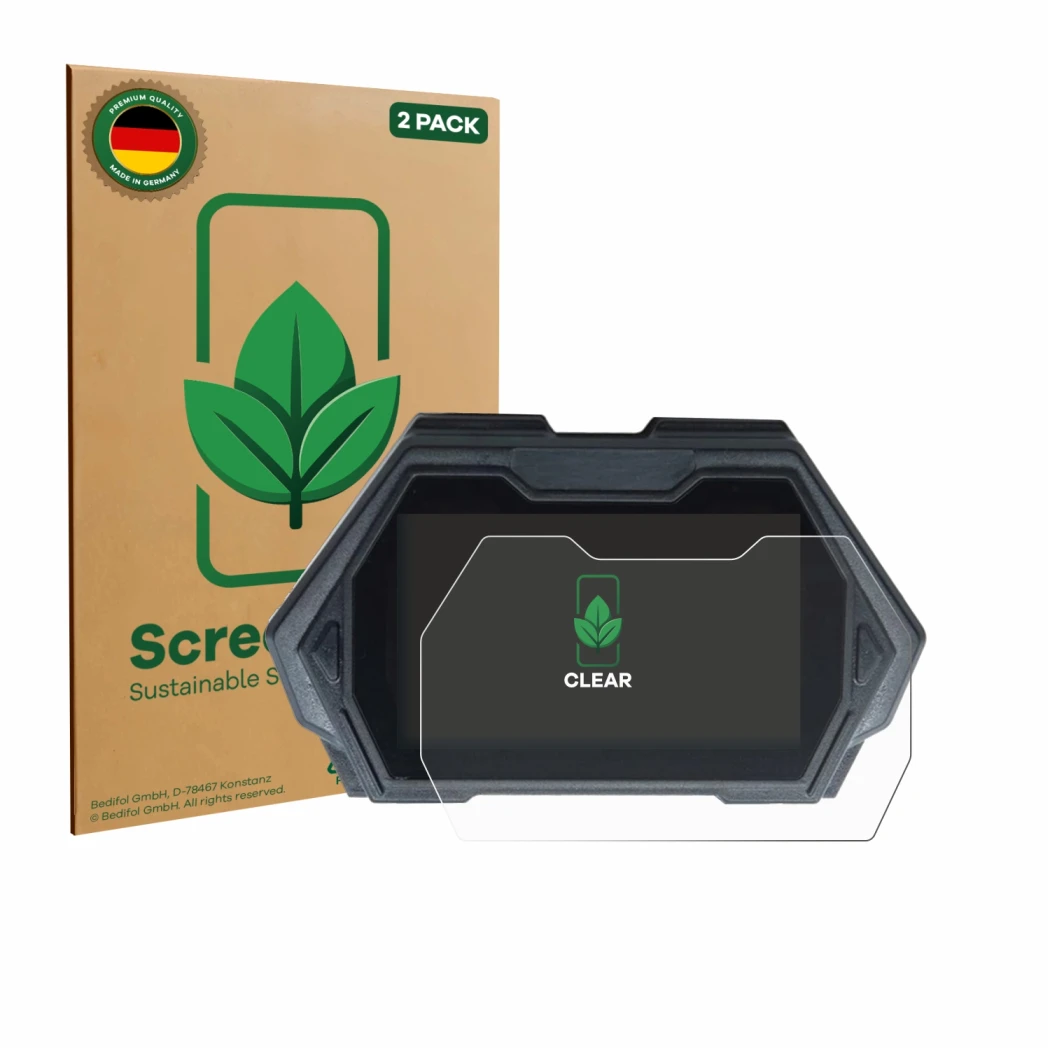 Front side of a product packaging with the brand logo ScreenLeaf. Next to it is the device Kukirin G3 Pro shown with the corre