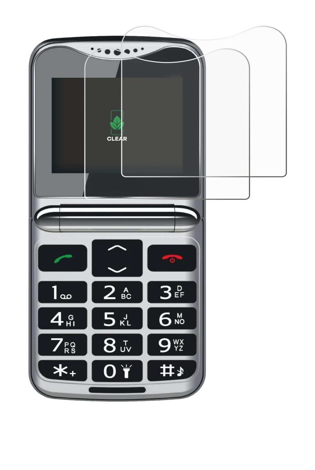 Image of the device bea-fon Fold 10 LTE with a wide variety of screen protectors.