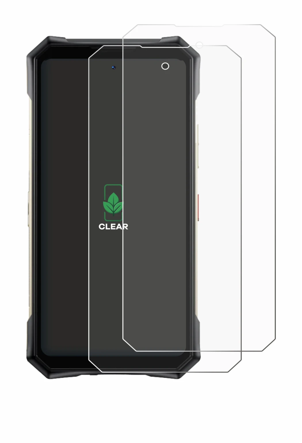 Image of the device Doogee S300 Pro with a wide variety of screen protectors.