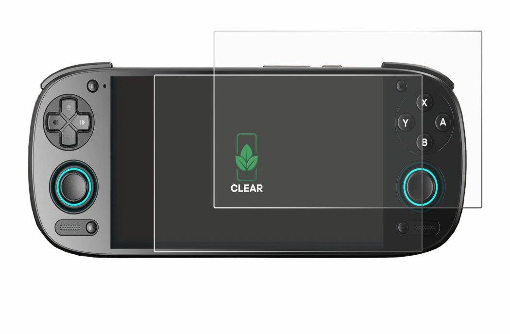 Image of the device Retroid Pocket 5 with a wide variety of screen protectors.