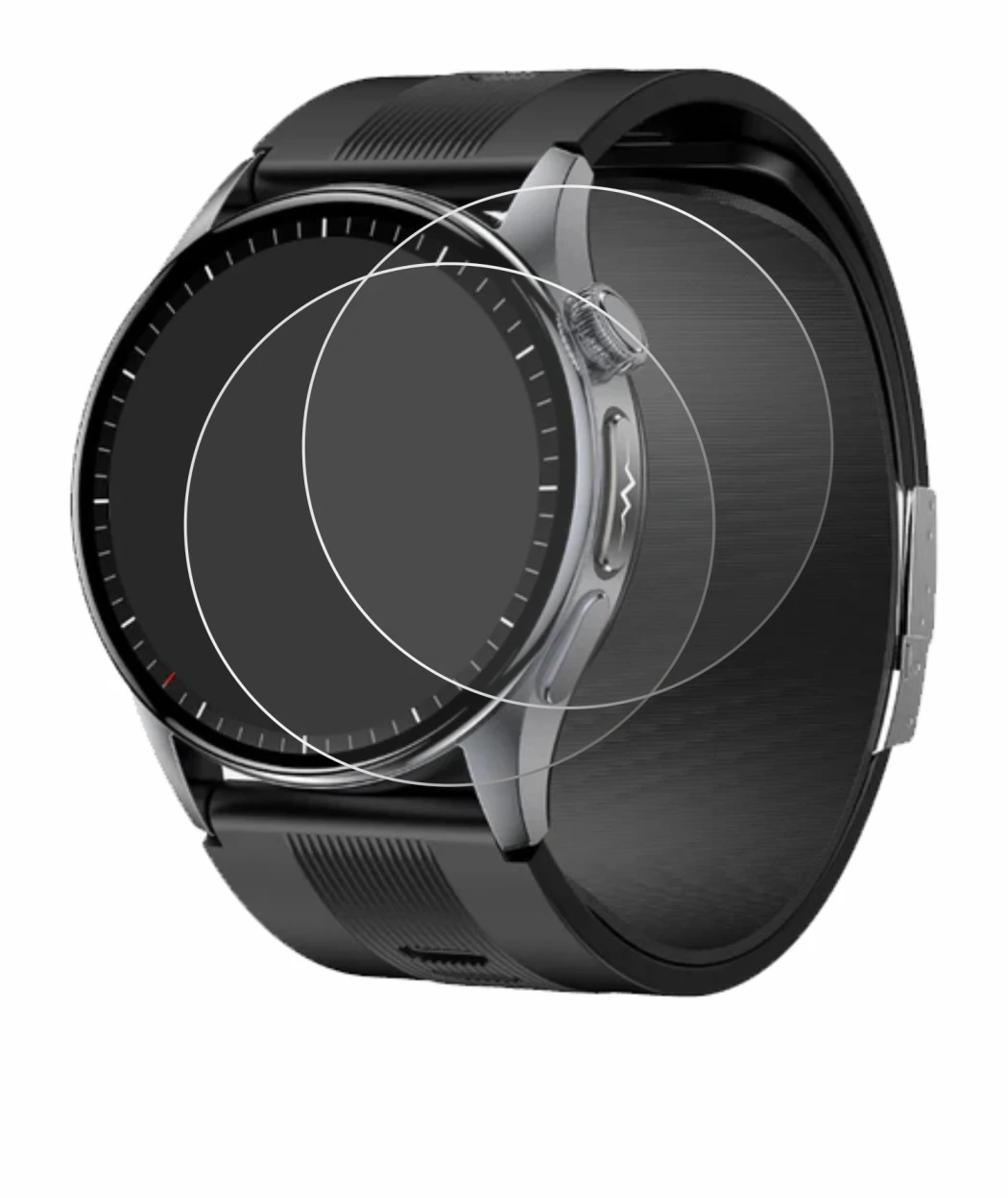 Image of the device Knauermann Pro 4 AIR (round) with a wide variety of screen protectors.