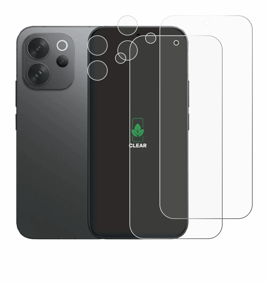 Image of the device Vivo V70 (Front+Camera) with a wide variety of screen protectors.