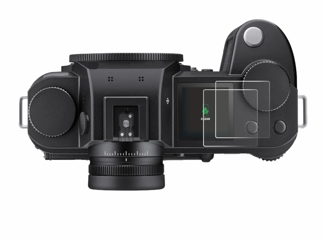 Image of the device Leica SL3-P (top plate display) with a wide variety of screen protectors.