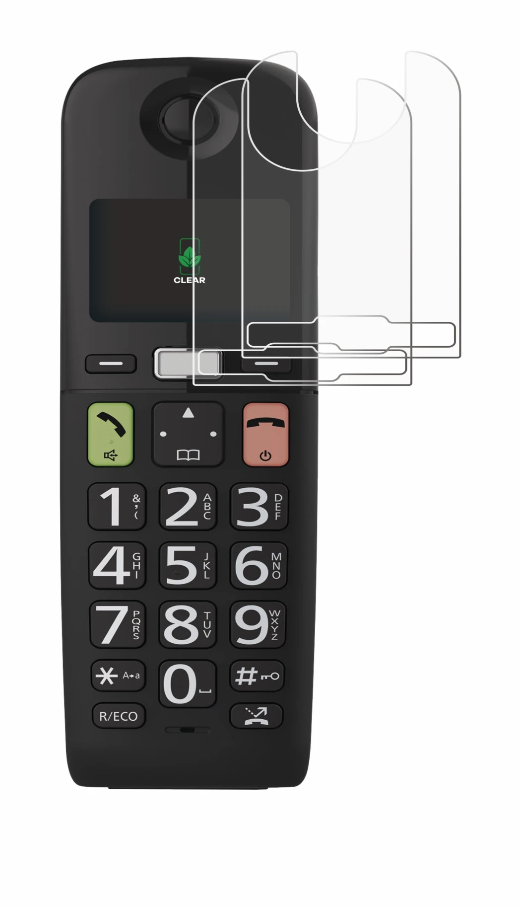 Image of the device Panasonic KX-TGU130 with a wide variety of screen protectors.