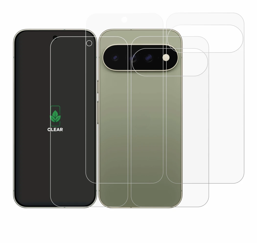 Image of the device Google Pixel 11 Pro XL (Front+Back) with a wide variety of screen protectors.