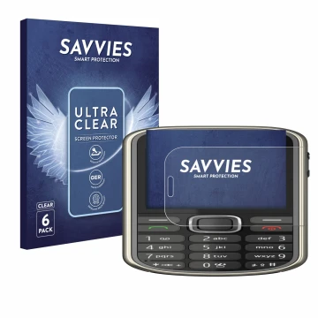 Front side of a product packaging with the brand logo Savvies. Next to it is the device Nokia 3720 classic shown with the corr