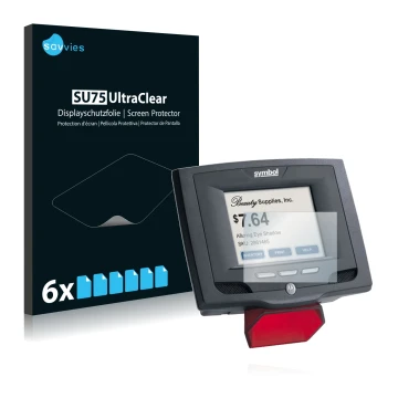 Front side of a product packaging with the brand logo Savvies. Next to it is the device Symbol MK500 shown with the correspond