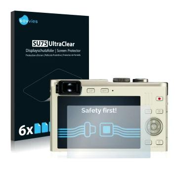 Front side of a product packaging with the brand logo Savvies. Next to it is the device Leica C (Typ 112) shown with the corre