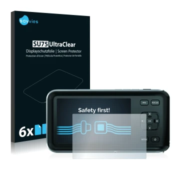 Front side of a product packaging with the brand logo Savvies. Next to it is the device Blackmagic Pocket Cinema Camera shown 