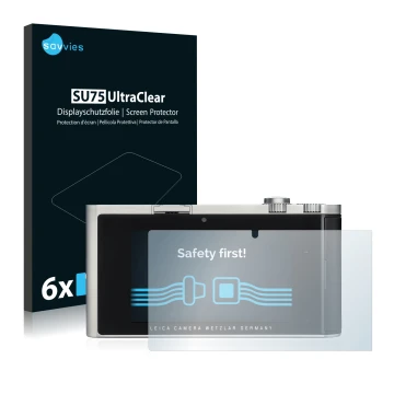 Front side of a product packaging with the brand logo Savvies. Next to it is the device Leica T (Typ 701) shown with the corre