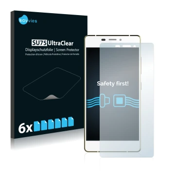 Front side of a product packaging with the brand logo Savvies. Next to it is the device Gionee Elife S7 shown with the corresp