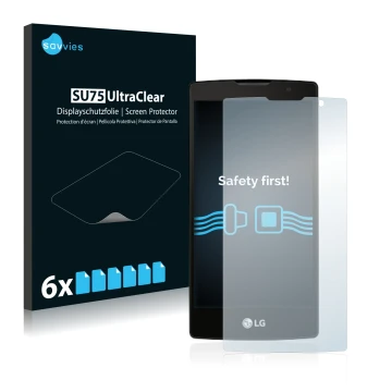 Front side of a product packaging with the brand logo Savvies. Next to it is the device LG Logos shown with the corresponding 