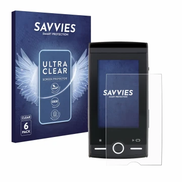 Front side of a product packaging with the brand logo Savvies. Next to it is the device Sigma ROX 12.0 Sport shown with the co
