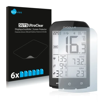 Front side of a product packaging with the brand logo Savvies. Next to it is the device Cycplus M1 2.9