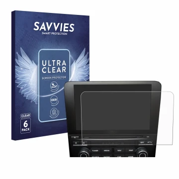Front side of a product packaging with the brand logo Savvies. Next to it is the device Porsche 718 Cayman 2010-2018 PCM 4.0 s