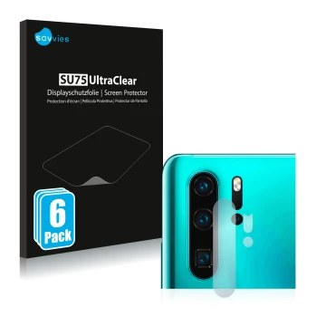 Front side of a product packaging with the brand logo Savvies. Next to it is the device Huawei P30 Pro New Edition (ONLY Camer