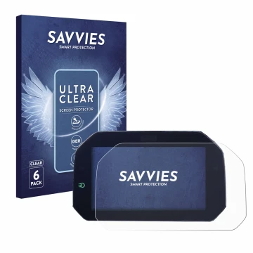 Front side of a product packaging with the brand logo Savvies. Next to it is the device BMW S 1000 XR 2020 Connectivity TFT 6.