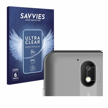 Front side of a product packaging with the brand logo Savvies. Next to it is the device Orange Neva start (ONLY Camera Lens) s