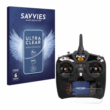 Front side of a product packaging with the brand logo Savvies. Next to it is the device Spektrum NX10 shown with the correspon