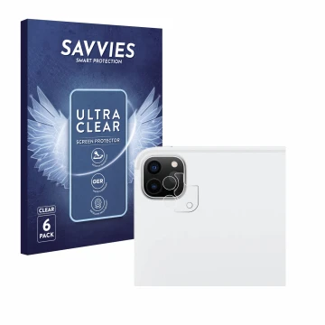 Front side of a product packaging with the brand logo Savvies. Next to it is the device Apple iPad Pro 12.9