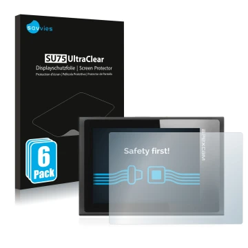 Front side of a product packaging with the brand logo Savvies. Next to it is the device Apexcam ‎M80 Air shown with the corres