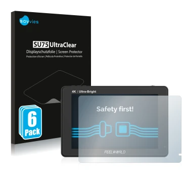 Front side of a product packaging with the brand logo Savvies. Next to it is the device Feelworld LUT7 7