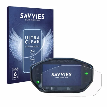 Front side of a product packaging with the brand logo Savvies. Next to it is the device Ducati Monster / Monster + 2021 shown 