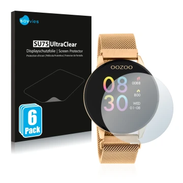 Front side of a product packaging with the brand logo Savvies. Next to it is the device Oozoo Q00117 shown with the correspond