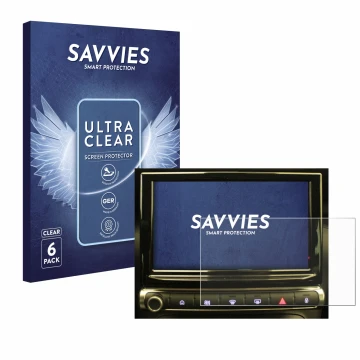 Front side of a product packaging with the brand logo Savvies. Next to it is the device Citroen C3 Aircross Infotainment Syste