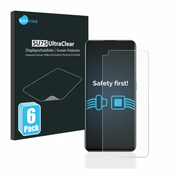 Front side of a product packaging with the brand logo Savvies. Next to it is the device realme GT 2 Pro shown with the corresp