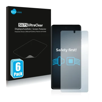 Front side of a product packaging with the brand logo Savvies. Next to it is the device Motorola Edge 30 Pro shown with the co