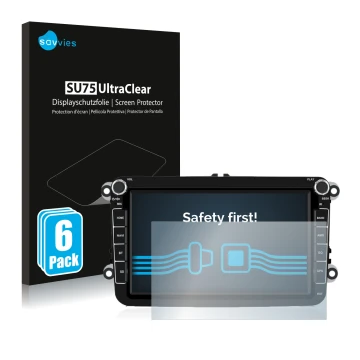 Front side of a product packaging with the brand logo Savvies. Next to it is the device Isudar T72 8