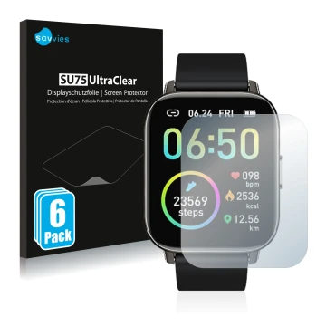 Front side of a product packaging with the brand logo Savvies. Next to it is the device Motast P32 shown with the correspondin