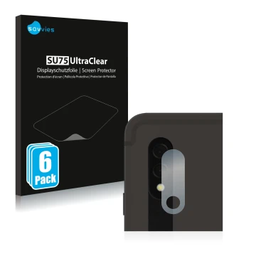 Front side of a product packaging with the brand logo Savvies. Next to it is the device Samsung Galaxy Tab S8 Plus WiFi (ONLY 