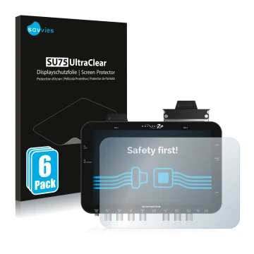 Front side of a product packaging with the brand logo Savvies. Next to it is the device Convergent Design Odyssey 7Q+ shown wi