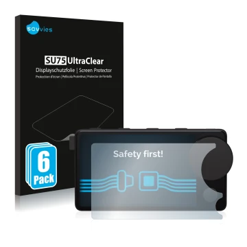 Front side of a product packaging with the brand logo Savvies. Next to it is the device Spotify Car Thing shown with the corre