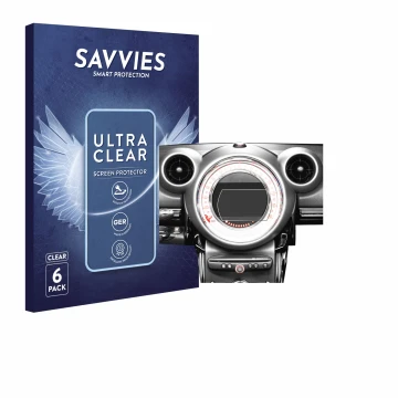 Front side of a product packaging with the brand logo Savvies. Next to it is the device Mini Countryman R60 2010-2016 Infotain