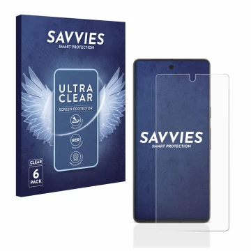 Front side of a product packaging with the brand logo Savvies. Next to it is the device Google Pixel 7 shown with the correspo