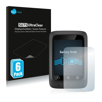 Front side of a product packaging with the brand logo Savvies. Next to it is the device CooSpo BC107 shown with the correspond