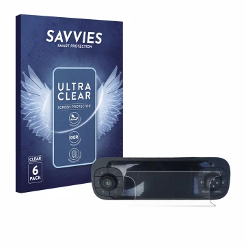 Front side of a product packaging with the brand logo Savvies. Next to it is the device Fiat Panda 2019 shown with the corresp