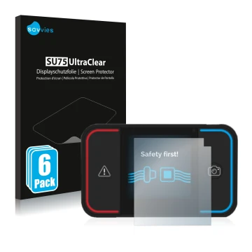 Front side of a product packaging with the brand logo Savvies. Next to it is the device Saphe Drive Pro shown with the corresp