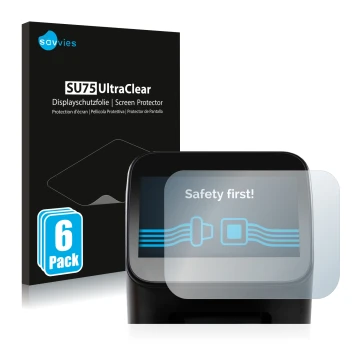 Front side of a product packaging with the brand logo Savvies. Next to it is the device Shaper Origin Gen2 shown with the corr