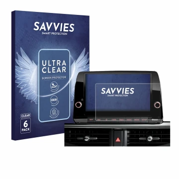 Front side of a product packaging with the brand logo Savvies. Next to it is the device Kia Picanto 2022 8