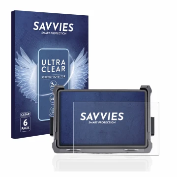 Front side of a product packaging with the brand logo Savvies. Next to it is the device DJI Transmission High Bright Funkmonit