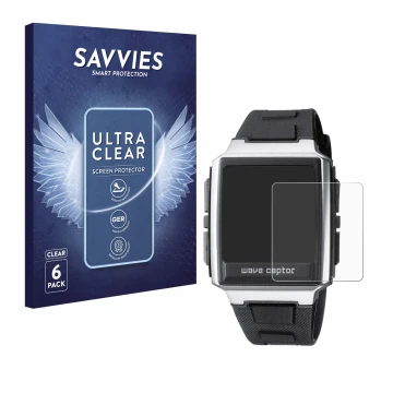 Front side of a product packaging with the brand logo Savvies. Next to it is the device Casio WV-59 shown with the correspondi