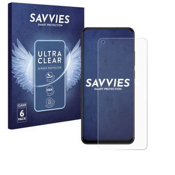 Front side of a product packaging with the brand logo Savvies. Next to it is the device Oppo A78 4G shown with the correspondi