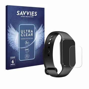 Front side of a product packaging with the brand logo Savvies. Next to it is the device Blackview BV-R1 shown with the corresp