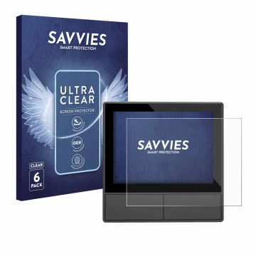 Front side of a product packaging with the brand logo Savvies. Next to it is the device SONOFF NSPanel Smart Scene Wall Switch