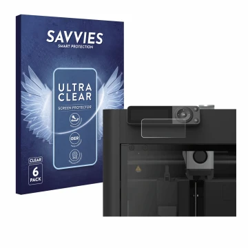 Front side of a product packaging with the brand logo Savvies. Next to it is the device Bambu Lab P1S 3D Printer shown with th