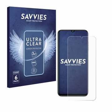 Front side of a product packaging with the brand logo Savvies. Next to it is the device Oukitel C36 (2023) shown with the corr